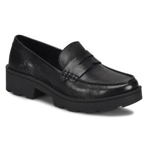 Born Womens Carrera Loafer Size 9.5 M Black Penny Flat Shoe Platform Lug Sole